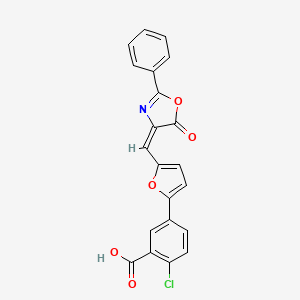 2-chloro-5-{5-[(E)-(5-oxo-2-phenyl-1,3-oxazol-4(5H)-ylidene)methyl]furan-2-yl}benzoic acid