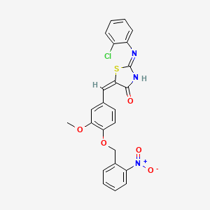 molecular formula C24H18ClN3O5S B11531867 (5E)-2-(2-chloroanilino)-5-[[3-methoxy-4-[(2-nitrophenyl)methoxy]phenyl]methylidene]-1,3-thiazol-4-one 