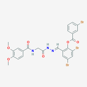 2,4-Dibromo-6-[(E)-({2-[(3,4-dimethoxyphenyl)formamido]acetamido}imino)methyl]phenyl 3-bromobenzoate