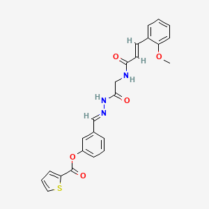 molecular formula C24H21N3O5S B11531877 3-[(E)-({2-[(2E)-3-(2-Methoxyphenyl)prop-2-enamido]acetamido}imino)methyl]phenyl thiophene-2-carboxylate 