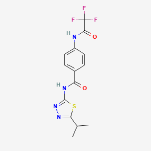 N-[5-(propan-2-yl)-1,3,4-thiadiazol-2-yl]-4-[(trifluoroacetyl)amino]benzamide