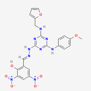 2-[(E)-(2-{4-[(furan-2-ylmethyl)amino]-6-[(4-methoxyphenyl)amino]-1,3,5-triazin-2-yl}hydrazinylidene)methyl]-4,6-dinitrophenol