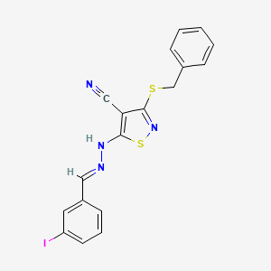 3-(benzylsulfanyl)-5-[(2E)-2-(3-iodobenzylidene)hydrazinyl]-1,2-thiazole-4-carbonitrile