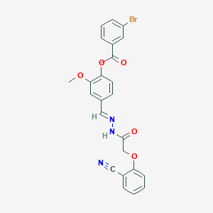 4-[(E)-{2-[(2-cyanophenoxy)acetyl]hydrazinylidene}methyl]-2-methoxyphenyl 3-bromobenzoate