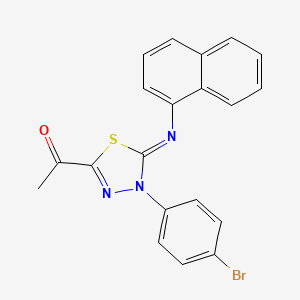 molecular formula C20H14BrN3OS B11531968 1-(4-(4-Bromophenyl)-5-(1-naphthylimino)-4,5-dihydro-1,3,4-thiadiazol-2-yl)ethanone 