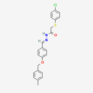 2-[(4-chlorophenyl)sulfanyl]-N'-[(E)-{4-[(4-methylbenzyl)oxy]phenyl}methylidene]acetohydrazide