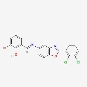 2-bromo-6-[(E)-{[2-(2,3-dichlorophenyl)-1,3-benzoxazol-5-yl]imino}methyl]-4-methylphenol