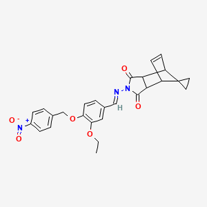 2-[((1E)-{3-Ethoxy-4-[(4-nitrobenzyl)oxy]phenyl}methylene)amino]-3A,4,7,7A-tetrahydro-1H-spiro[2-aza-4,7-methanoisoindole-8,1'-cyclopropane]-1,3(2H)-dione