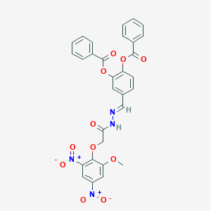 2-(Benzoyloxy)-4-[(E)-{[2-(2-methoxy-4,6-dinitrophenoxy)acetamido]imino}methyl]phenyl benzoate