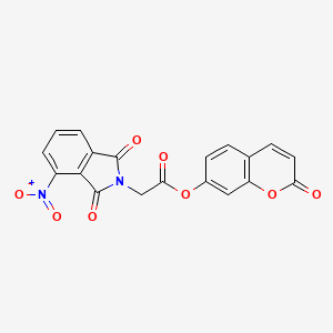 molecular formula C19H10N2O8 B11532039 2-oxo-2H-chromen-7-yl (4-nitro-1,3-dioxo-1,3-dihydro-2H-isoindol-2-yl)acetate 