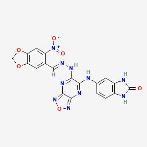 5-[(6-{(2E)-2-[(6-nitro-1,3-benzodioxol-5-yl)methylidene]hydrazinyl}[1,2,5]oxadiazolo[3,4-b]pyrazin-5-yl)amino]-1,3-dihydro-2H-benzimidazol-2-one