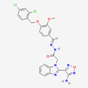 molecular formula C26H21Cl2N7O4 B11532059 2-[2-(4-amino-1,2,5-oxadiazol-3-yl)-1H-benzimidazol-1-yl]-N'-[(E)-{4-[(2,4-dichlorobenzyl)oxy]-3-methoxyphenyl}methylidene]acetohydrazide 