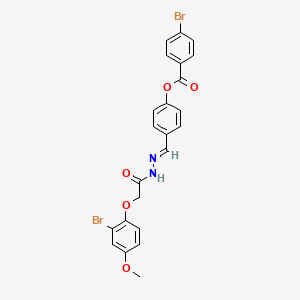 molecular formula C23H18Br2N2O5 B11532083 4-[(E)-{[2-(2-Bromo-4-methoxyphenoxy)acetamido]imino}methyl]phenyl 4-bromobenzoate 