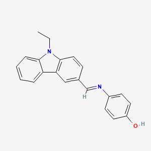 molecular formula C21H18N2O B11532090 4-{[(E)-(9-ethyl-9H-carbazol-3-yl)methylidene]amino}phenol 