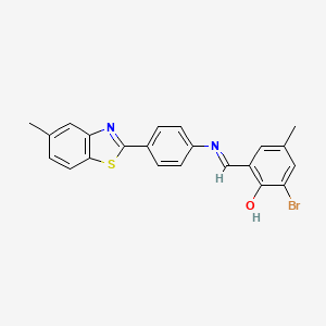 2-bromo-4-methyl-6-[(E)-{[4-(5-methyl-1,3-benzothiazol-2-yl)phenyl]imino}methyl]phenol