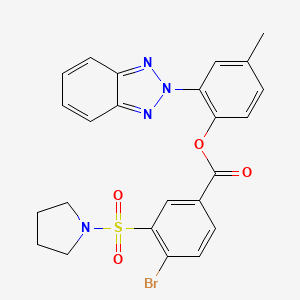 2-(2H-benzotriazol-2-yl)-4-methylphenyl 4-bromo-3-(pyrrolidin-1-ylsulfonyl)benzoate