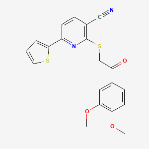 2-{[2-(3,4-Dimethoxyphenyl)-2-oxoethyl]sulfanyl}-6-(thiophen-2-yl)pyridine-3-carbonitrile