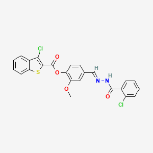 4-[(E)-{2-[(2-chlorophenyl)carbonyl]hydrazinylidene}methyl]-2-methoxyphenyl 3-chloro-1-benzothiophene-2-carboxylate