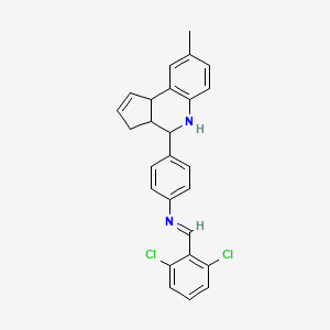 molecular formula C26H22Cl2N2 B11532219 N-[(E)-(2,6-dichlorophenyl)methylidene]-4-(8-methyl-3a,4,5,9b-tetrahydro-3H-cyclopenta[c]quinolin-4-yl)aniline 