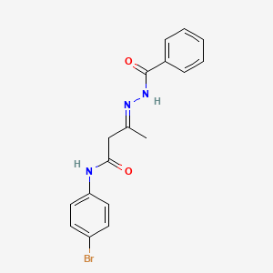 (3E)-N-(4-bromophenyl)-3-[2-(phenylcarbonyl)hydrazinylidene]butanamide