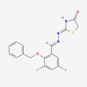 (2Z)-2-{(2E)-[2-(benzyloxy)-3,5-diiodobenzylidene]hydrazinylidene}-1,3-thiazolidin-4-one