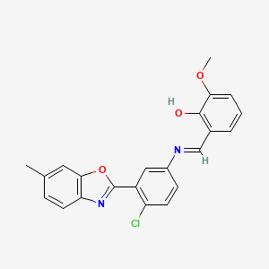 2-[(E)-{[4-chloro-3-(6-methyl-1,3-benzoxazol-2-yl)phenyl]imino}methyl]-6-methoxyphenol