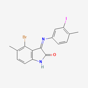 (3Z)-4-bromo-3-[(3-iodo-4-methylphenyl)imino]-5-methyl-1,3-dihydro-2H-indol-2-one