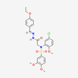 molecular formula C26H28ClN3O7S B11532292 N-(5-Chloro-2-methoxyphenyl)-N-({N'-[(E)-(4-ethoxyphenyl)methylidene]hydrazinecarbonyl}methyl)-3,4-dimethoxybenzene-1-sulfonamide 