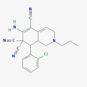 molecular formula C21H20ClN5 B11532307 6-amino-8-(2-chlorophenyl)-2-propyl-2,3,8,8a-tetrahydroisoquinoline-5,7,7(1H)-tricarbonitrile 