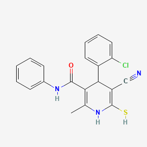 molecular formula C20H16ClN3OS B11532328 4-(2-chlorophenyl)-5-cyano-2-methyl-N-phenyl-6-sulfanyl-1,4-dihydropyridine-3-carboxamide 