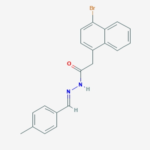 molecular formula C20H17BrN2O B11532338 2-(4-bromonaphthalen-1-yl)-N'-[(E)-(4-methylphenyl)methylidene]acetohydrazide 