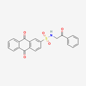 molecular formula C22H15NO5S B11532386 9,10-dioxo-N-(2-oxo-2-phenylethyl)-9,10-dihydroanthracene-2-sulfonamide 