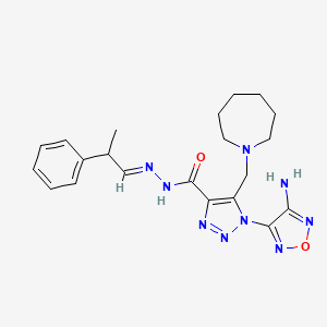 molecular formula C21H27N9O2 B11532401 1-(4-amino-1,2,5-oxadiazol-3-yl)-5-(azepan-1-ylmethyl)-N'-[(1E)-2-phenylpropylidene]-1H-1,2,3-triazole-4-carbohydrazide 