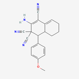 molecular formula C20H18N4O B11532402 2-amino-4-(4-methoxyphenyl)-4a,5,6,7-tetrahydro-1,3,3(4H)-naphthalenetricarbonitrile 