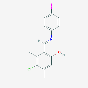 molecular formula C15H13ClINO B11532427 4-Chloro-2-[(E)-[(4-iodophenyl)imino]methyl]-3,5-dimethylphenol 