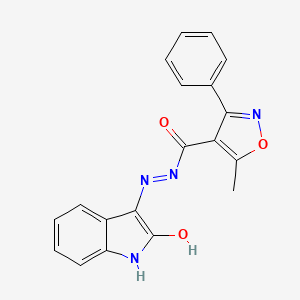 molecular formula C19H14N4O3 B11532443 5-methyl-N'-[(3Z)-2-oxo-1,2-dihydro-3H-indol-3-ylidene]-3-phenyl-1,2-oxazole-4-carbohydrazide 