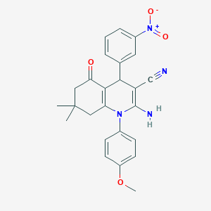 2-Amino-1-(4-methoxyphenyl)-7,7-dimethyl-4-(3-nitrophenyl)-5-oxo-1,4,5,6,7,8-hexahydroquinoline-3-carbonitrile