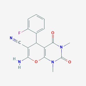 7-Amino-5-(2-fluorophenyl)-1,3-dimethyl-2,4-dioxo-1,3,4,5-tetrahydro-2H-pyrano[2,3-d]pyrimidine-6-carbonitrile