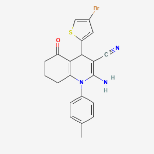 molecular formula C21H18BrN3OS B11532505 2-Amino-4-(4-bromothiophen-2-yl)-1-(4-methylphenyl)-5-oxo-1,4,5,6,7,8-hexahydroquinoline-3-carbonitrile 