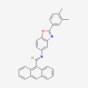 N-[(E)-anthracen-9-ylmethylidene]-2-(3,4-dimethylphenyl)-1,3-benzoxazol-5-amine