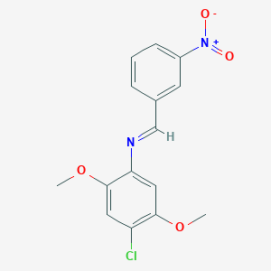 molecular formula C15H13ClN2O4 B11532555 4-chloro-2,5-dimethoxy-N-[(E)-(3-nitrophenyl)methylidene]aniline 