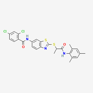 2,4-dichloro-N-[2-({1-oxo-1-[(2,4,6-trimethylphenyl)amino]propan-2-yl}sulfanyl)-1,3-benzothiazol-6-yl]benzamide