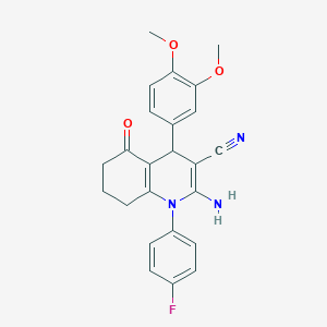 2-Amino-4-(3,4-dimethoxyphenyl)-1-(4-fluorophenyl)-5-oxo-1,4,5,6,7,8-hexahydroquinoline-3-carbonitrile