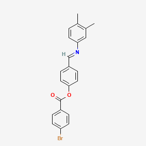 molecular formula C22H18BrNO2 B11532599 4-[(E)-[(3,4-Dimethylphenyl)imino]methyl]phenyl 4-bromobenzoate 