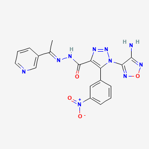 1-(4-amino-1,2,5-oxadiazol-3-yl)-5-(3-nitrophenyl)-N'-[(1E)-1-(pyridin-3-yl)ethylidene]-1H-1,2,3-triazole-4-carbohydrazide