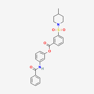 molecular formula C26H26N2O5S B11532624 3-[(Phenylcarbonyl)amino]phenyl 3-[(4-methylpiperidin-1-yl)sulfonyl]benzoate 