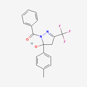 [5-hydroxy-5-(4-methylphenyl)-3-(trifluoromethyl)-4,5-dihydro-1H-pyrazol-1-yl](phenyl)methanone