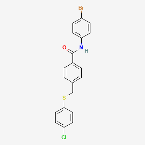 molecular formula C20H15BrClNOS B11532645 N-(4-bromophenyl)-4-{[(4-chlorophenyl)sulfanyl]methyl}benzamide 