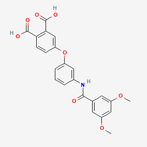 molecular formula C23H19NO8 B11532675 4-(3-{[(3,5-Dimethoxyphenyl)carbonyl]amino}phenoxy)benzene-1,2-dicarboxylic acid 