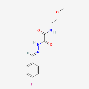 molecular formula C12H14FN3O3 B11532677 2-[(2E)-2-(4-fluorobenzylidene)hydrazinyl]-N-(2-methoxyethyl)-2-oxoacetamide 